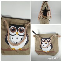 Jual tas totebag sumbu / jinjing motif owl (sablon) Murah