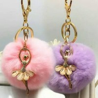 Jual gantungan tas ballerina bulu kelinci keychain Murah