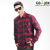 Jual Adamsbell Flanel Shirt Kotak Kemeja Pria - Merah Hitam Murah