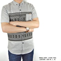 Jual BAJU KEMEJA PRINT PRINTING KERJA KANTOR COWOK PRIA MOTIF BATIK TRIBAL Murah