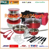 Jual Oxone Set 33pcs Travel Cookware Set OX-993 OX 993 RED/MERAH Murah