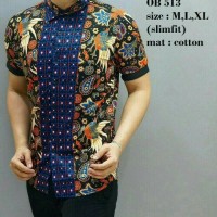 BAJU KEMEJA BATIK PRIA MODERN SLIM FIT LENGAN PENDEK OB 513