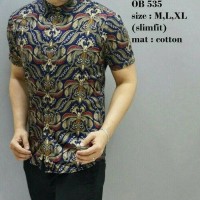 BAJU KEMEJA BATIK PRIA MODERN SLIM FIT LENGAN PENDEK OB 535