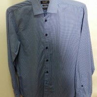 JUAL Kemeja Zara Man Biru Kotak Kotak tailored fit size M