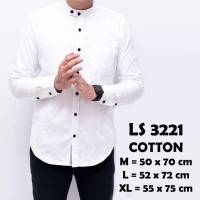 Jual BAJU KEMEJA PANJANG POLOS PRIA COWOK 3155 PUTIH WHITE KERAH SHANGHAI Murah