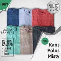 Jual KAOS POLOS MISTY PENDEK - WARNA Cotton Combed 30s - Katun - S - M - L Murah