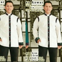 Jual WHITE baju koko tangan panjANG tasmatas Murah