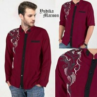 Jual maroon baju koko bordir tasmatas lengan panjang katun Diskon Murah
