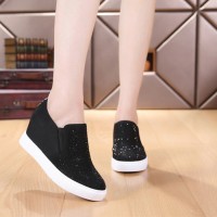Jual Sepatu SLIPON WEDGES HITAM sepatu kets slip on hak tinggi wanita Murah