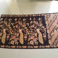 Jual Kain Batik Halus Encim Pekalongan Motif Peacock Tumpal Hitam Emas Murah