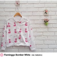 Jual Jaket Wanita Jacket Cewek Crop Flaminggo Bomber Putih Babyterry Murah Murah