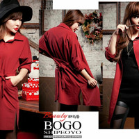Jual Promo ! Dress Kemeja Obi FT dress wanita katun rayon merah Murah
