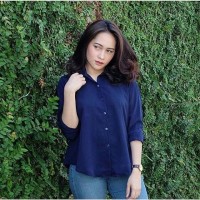 Jual gio basic shirt navy /casual dress /hem /myfriendstore Murah