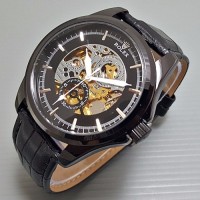 Jual Jam S11 Jam Tangan Pria Cowok Rolex Skeleton BigSize Gear Leather Ful Murah