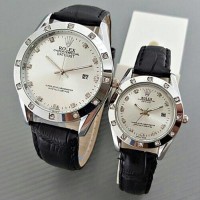 Jual Jam Tangan Rolex Couple Leather Full Black Harga Sepasang Murah