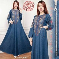 Jual maxi dress dora gamis jeans bordir Murah