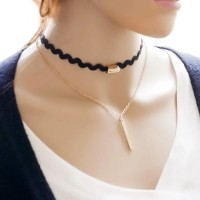 Jual Kalung Cantik & Manis Choker A92 Rectangle Geometric Pendant T2909 Murah