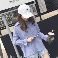 Jual 1910 HQ 19149 Stripe V Neck Blouse Murah
