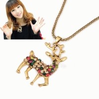 Jual LARIS Kalung Rusa Deer Emas Gold Pesta Branded Diamond Korea Panjang Murah