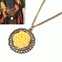 Jual JUAL Kalung Bunga Flower Etnik Kuning Yellow Pesta Hijab Fashion Murah
