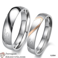 TERMURAH CINCIN COUPLE TITANIUM UKIR NAMA (STAINLESS STEEL 316L) HALF