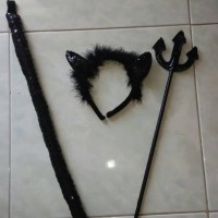 Jual Kostum Halloween Party Costume Bando Black Devil Set Murah