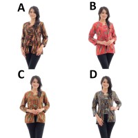 Jual AAK277 Atasan Batik Katun Model Kutubaru Modern Baju Wanita Murah Murah