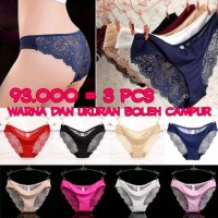 Jual Celana Dalam Sexy Full Lace Isi 3 Pcs Murah