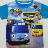 KAOS ANAK SIZE 7-10 TAYO BALON PRINTING BLUE 3 |KAOS ANAK KARAKTER BUS