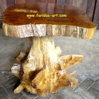 Furniture Akar Kayu Jati Solid Meja Telepon Model Jamur (D.27)