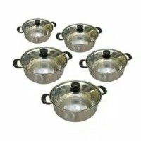 Jual 5 SET PANCI MASAK STAINLESS STEEL + TUTUP KACA - UKURAN 16 18 20 22 24 Murah