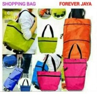Jual Shopping Bag Foldable Trolley Cart Tas Belanja Roda Lip Limited Murah