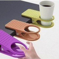 Jual Plastic Table Coffee Cup Holder Cup Clip tempat minum meja kerja hemat Murah
