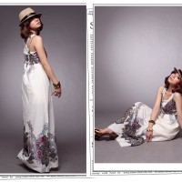 Jual MAXI DRESS PUTIH CORAK ETNIC IMPORT (1358) Murah