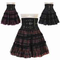 Jual PO - HIGH WAIST SKIRT STEAMPUNK CHECK SPIDER WEB NEST BY BODYLINE Murah