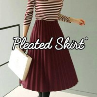 Jual New Muin Pleated Skirt(#605-1)/Rok velvet/Rok maxi midi/Rok kerja/Rokp Murah