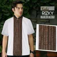 Jual WHITE BAJU KOKO tasmatas monochrome lengan pendek BAHAN Berkualitas Murah