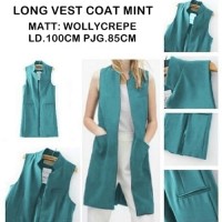 Jual LONG VEST COAT MINT TOSCA / ROMPI PANJANG TOSKA CASUAL FORMAL SKY BLUE Murah