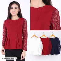 Jual Venbia Brukat Pleated Blouse Murah