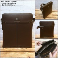 TAS SLEMPANG COWOK KULIT MERK AIGNER/ TAS SLEMPANG COKLAT KULIT AIGNER