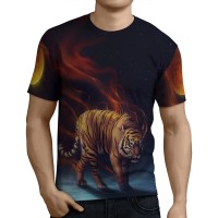 Kaos T-Shirt Pria Tema TIGER 3D Full Print - Art 3