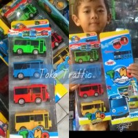 The little bus TAYO set isi 4 mainan anak bisa buka pintu ban karet