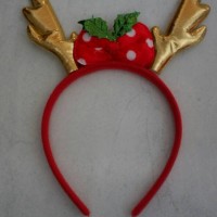 Jual Bando natal christmas tanduk rusa emas pita polkadot Murah