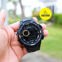 Jam Tangan Pria / Cowok Digitec Digital Rubber / Karet Black Gold