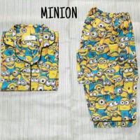 Jual Baju Tidur Piyama Sleepwear Katun Cp Wanita Cewek Kancing Busui Minion Murah