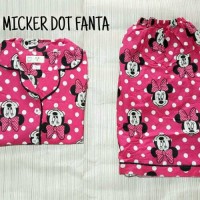 Jual baju tidur piyama katun pendek wanita mickey dot Murah