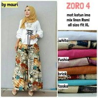 Jual Setelan Atasan Wanita Blouse peplum Baju Celana Kulot motif Zoro#4 Murah