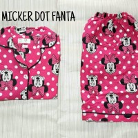 Baju Tidur Piyama Katun Setelan Pendek Cewek Wanita Dewasa Mickey Dot