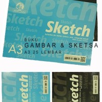 Jual Buku Gambar Sketsa A3 25 lembar utk Cat Air Pensil Pen Sketch Book Murah