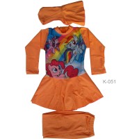PROMO..!!! Baju Renang Anak Muslim Karakter Pony Orens Salem Hijau